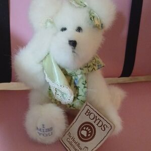 Boyds Bears Cream and Green Plush Bear